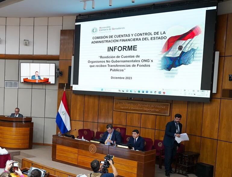 Presentación del informe de la Comisión de Cuentas y Control del Senado sobre las Ongs. y el dinero público que reciben y rinden. (Foto: Prensa Senado)