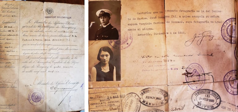 Pasaporte diplomático paraguayo del teniente de Marina José Bozzano, Asunción, 4 de diciembre de 1926