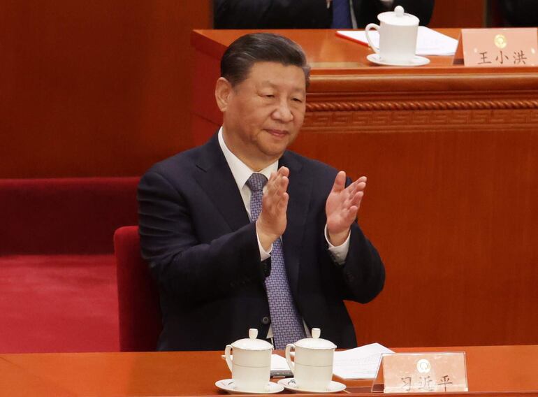 El presidente de China, Xi Jinping, durante la apertura de la reunión conocida como "Dos Sesiones".