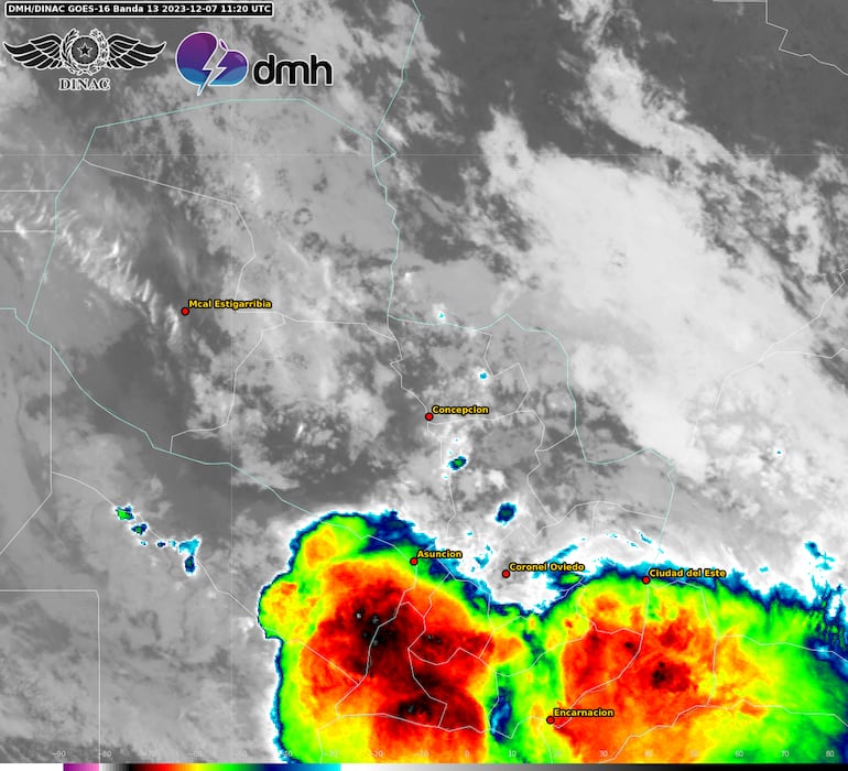 Imagen satelital compartida por Meteorología.