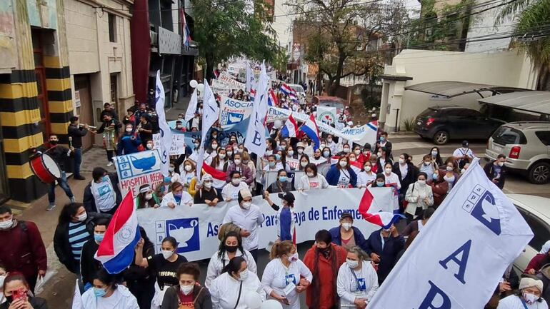 Imagen de archivo. Manifestación de enfermeras, fotos gentileza