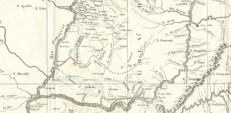 Mapa de Félix de Azara publicado en París en 1809.