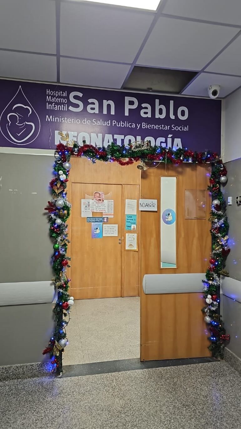 Sala de neonatología del Hospital San Pablo, donde la beba permanece internada.