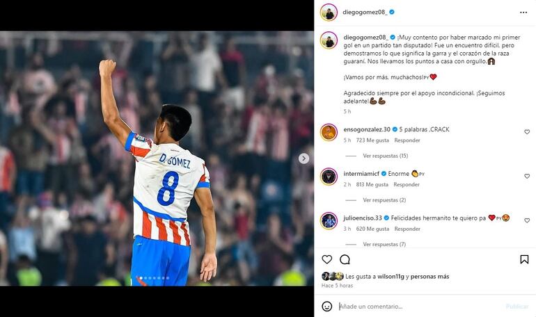 La publicación de Diego Gómez después del triunfo de la selección de Paraguay sobre Brasil por las Eliminatorias Sudamericanas 2026.