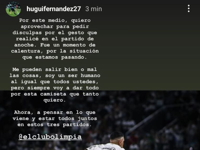 El mensaje de Hugo Fernández después del gesto de silencio a los hinchas de Olimpia.