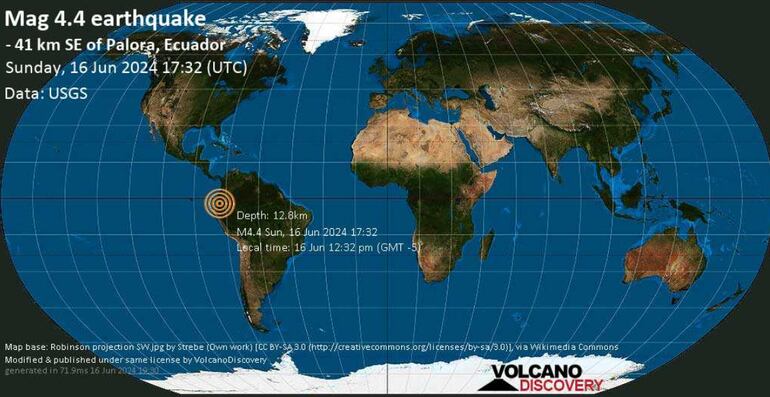 Un moderado sismo de magnitud 4.4 golpeó a Ecuador este domingo.