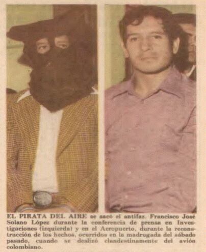 Francisco José Solano López, conocido como "pirata aéreo". Archivo de ABC Color 9 de junio de 1973.