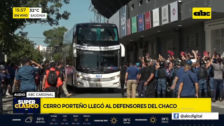 Cerro Porteño llegó al estadio Defensores del Chaco.