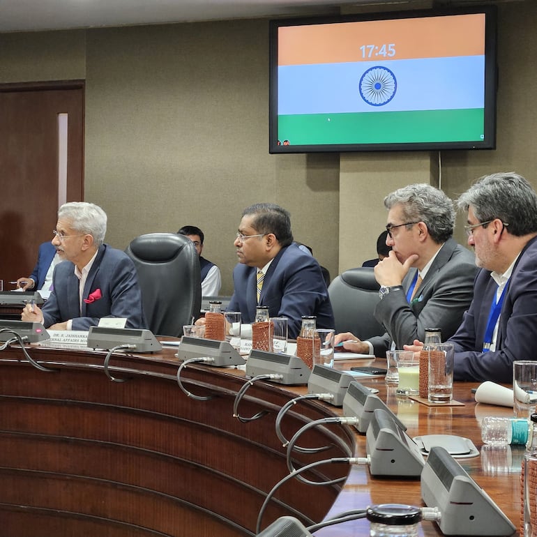 Conferencia del ministro de Exteriores de la India, Subrahmanyam Jaishankar, en Nueva Delhi.