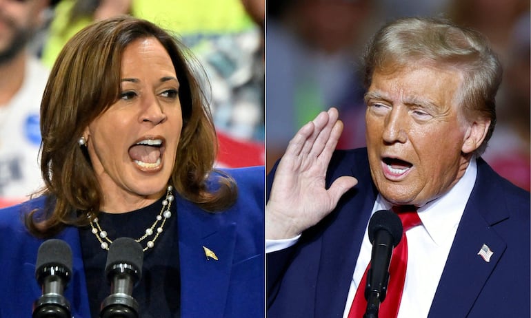 La candidata demócrata y vicepresidenta, Kamala Harris, frente al republicano Donald Trump.