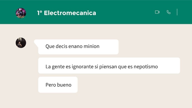 Captura del chat atribuido a Elías Godoy Torres, hijo de la diputada Roya Torres.