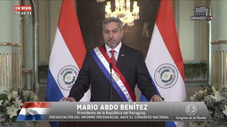 Mario Abdo expuso ayer su último informe. Fue en modo virtual.