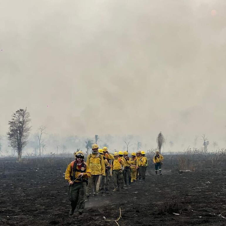 Bomberos paraguayos que combatieron al fuego en el Chaco por varios días no recibieron ningún reconocimiento del Gobierno.