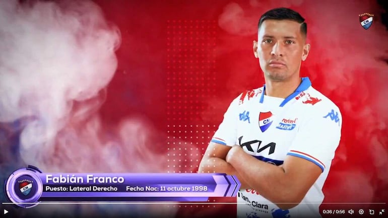 Hugo Fabián Franco (25 años), lateral derecho de Nacional.