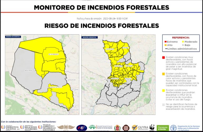 Zonas con riesgo de incendios forestales