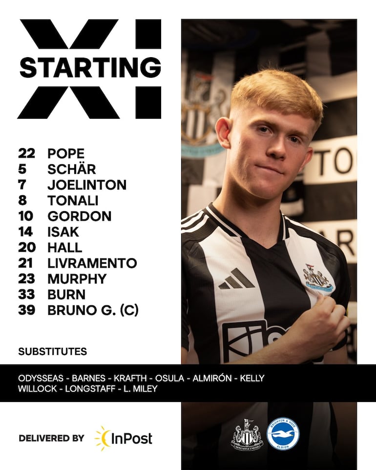 El paraguayo Miguel Almirón es suplente en Newcastle para enfrentar al Brighton de Julio Enciso en la Premier League.