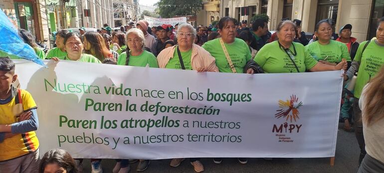 Una de las tantas movilizaciones de la Articulación de Mujeres Indígenas del Paraguay. (MIPY). (gentileza).