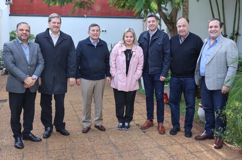 Los dirigentes de la bancada colorada    independiente en el Senado se reunieron ayer con Pedro Alliana (3° de la der.).