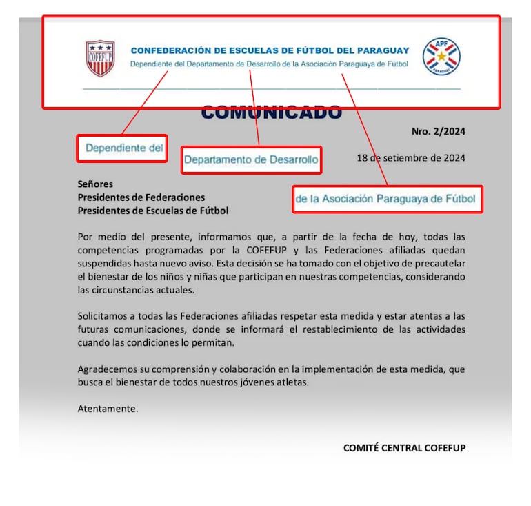 Documento de la Cofefut donde señala que depende de la APF.