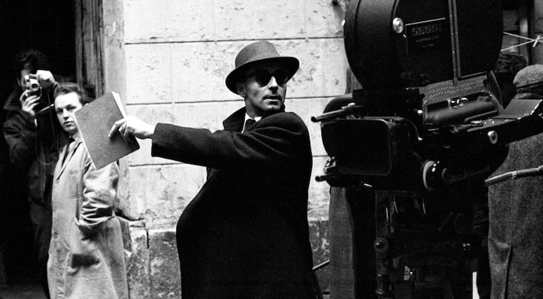 Jean-Luc Godard durante la filmación de “Vivre sa vie“, 1962 (Fotografía de Giancarlo Biotti).