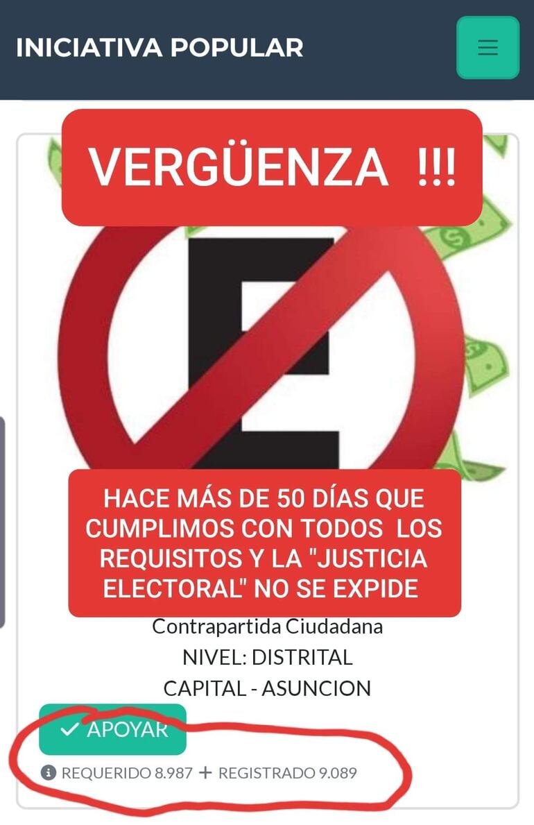 Denuncian que truncan iniciativa popular contra el estacionamiento tarifado de Asunción en la Justicia Electoral.