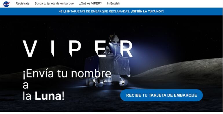 VIPER de la NASA invita al público en general a enviar su nombre a la Luna.