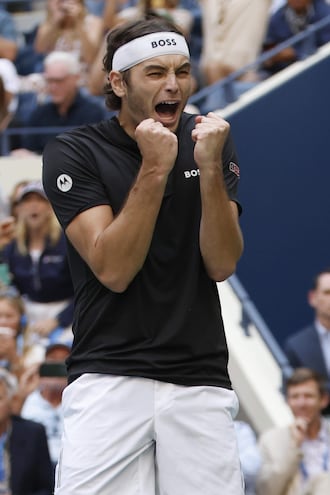 El local Tylor Fritz celebró el triunfo ante Alexander Zverev.