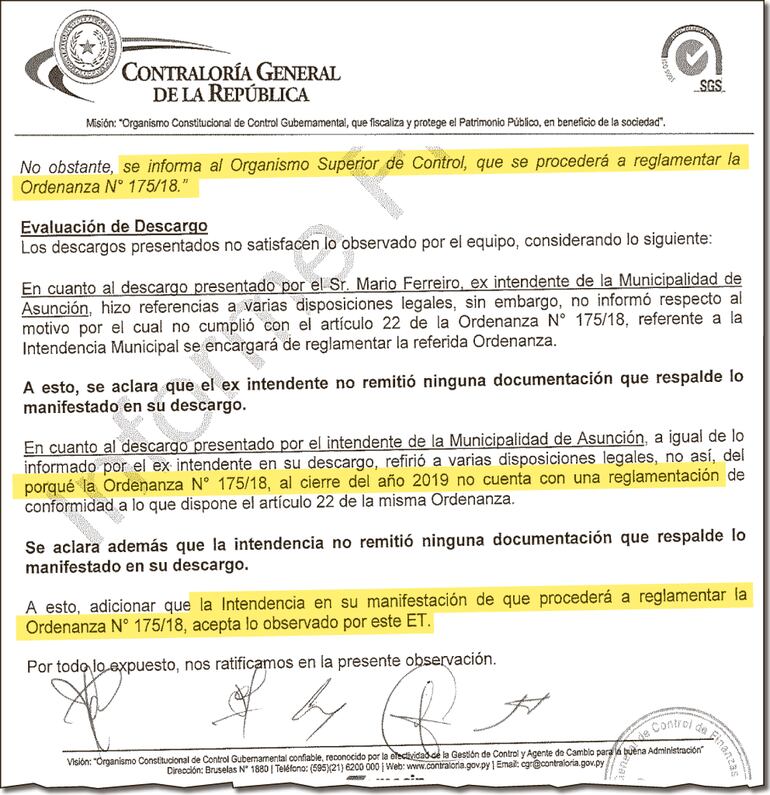 En informe del 2020 de la CGR, se puede ver el descargo de Nenecho donde promete que reglamentará la ordenanza. Luego, la contraloría concluye que la comuna no reglamentó.