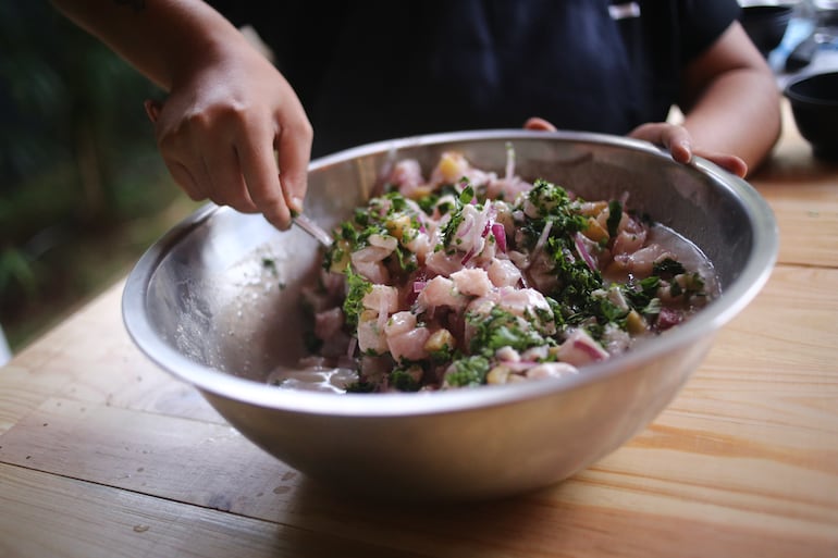 Preparación del ceviche.