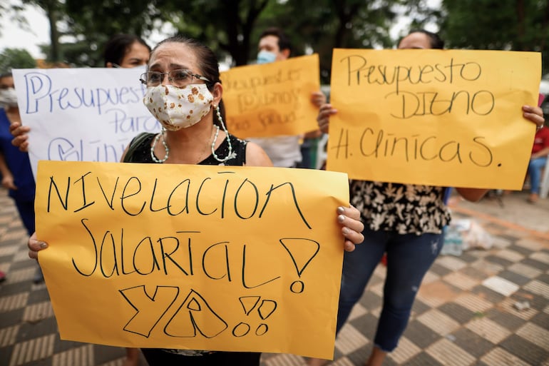 Manifestación de trabajadores Paraguay.