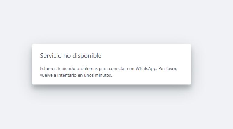 "Servicio no disponible" muestra el WhatsApp Web.