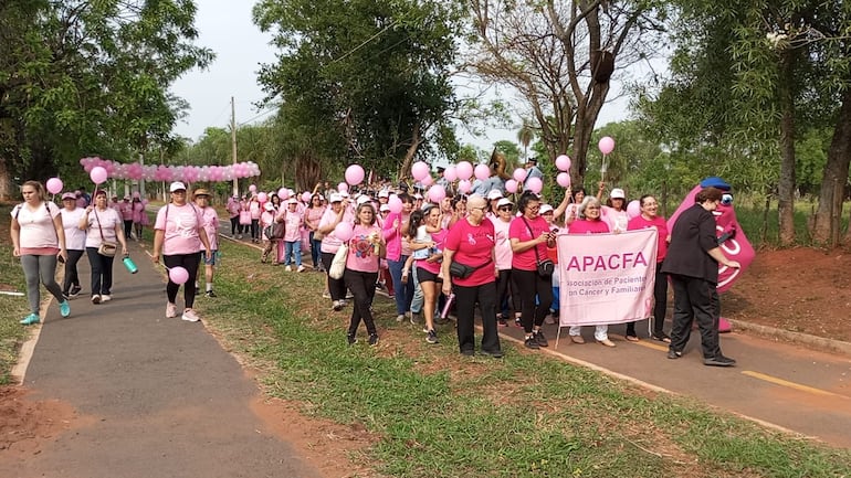 Durante el Día Internacional de la lucha contra el cáncer de mama la Asociación de Pacientes con cáncer y familiares (Apacfa), realizó una camina para concienciar sobre el cáncer de mama.