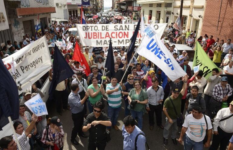 Una de las manifestaciones realizadas por gremios de docentes.