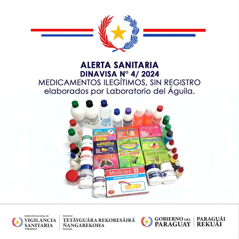 Medicamentos de laboratorio del Águila que no cuentan con registro sanitario.