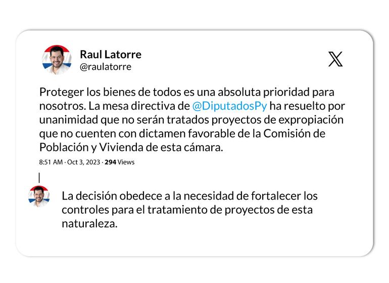 El presidente de la Cámara de Diputados, Raúl Latorre, confirmando que las expropiaciones no serán tratadas sin un dictamen de la Comisión de Vivienda y Población.