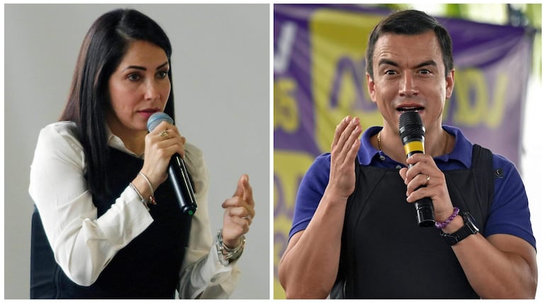 Los presidenciables de Ecuador, Luisa Gonzalez (i) y Daniel Noboa (d). (AFP)