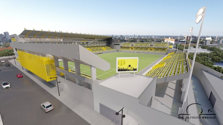 Vistosa imagen tecnológico de la idea en cuanto al nuevo estadio de Guaraní en Dos Bocas.