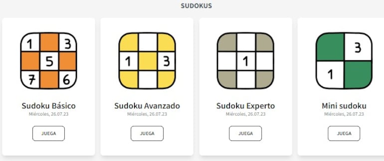 Tenés cuatro niveles de Sudoku para jugar en ABC Color.