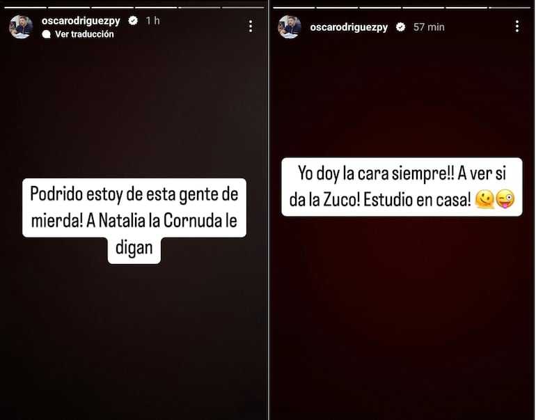 Posteos de Óscar "Nenecho" Rodríguez en sus historias de Instagram.