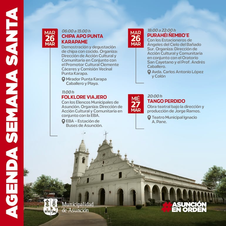 Parte de la agenda de actividades por la Semana Santa en Asunción.