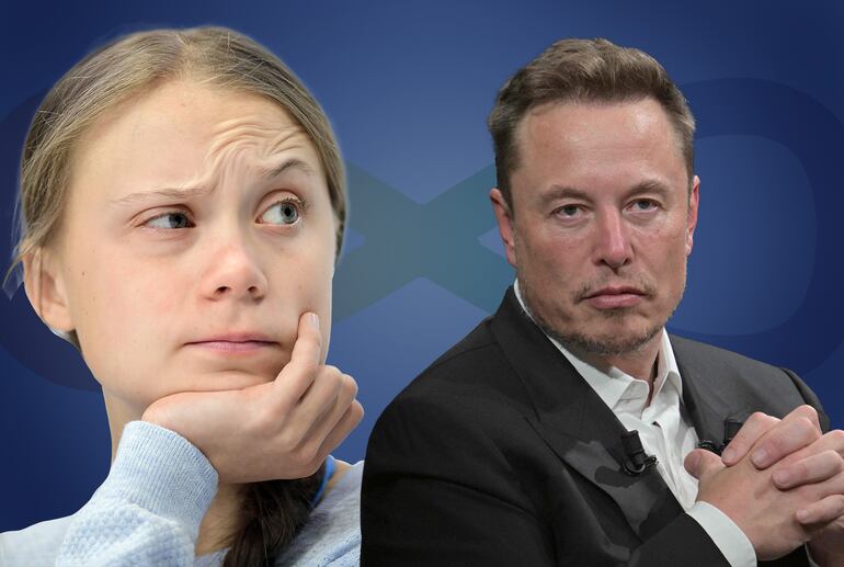 Greta Thunberg y Elon Musk.