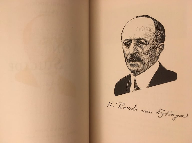 Retrato del autor de "Mon suicide", Henri Roorda (Balthasar), y reproducción de su firma en la edición suiza de 1926.