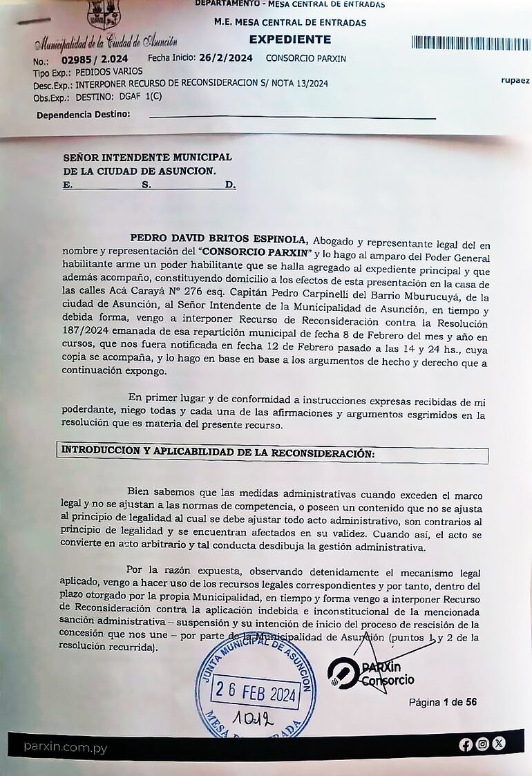 Parxin pide reconsiderar estacionamiento tarifado.