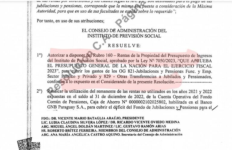 Resolución IPS, Reservas técnicas y rentas.