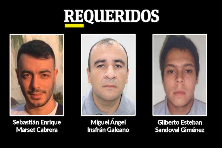 Los supuestos miembros de la megared narco, Sebastián Marset, Miguel Ángel Insfrán y Gilberto Sandoval, sobre quienes pesa una nueva imputación con pedido de captura internación con fines de extradición.