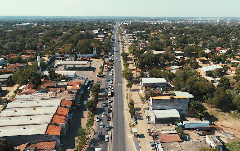 Vista aérea del barrio Universo de Mariano Roque Alonso,  antiguo sector central de la compañía Corumba Cue del distrito de Limpio.