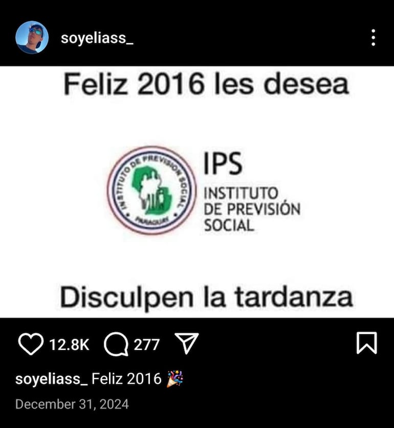 Un "meme" que compartió el influencer en su Instagram sobre el IPS.