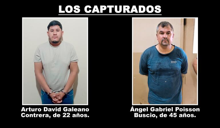 Arturo David Galeano Contrera y Ángel Gabriel Poisson Buscio, detenidos en Villarrica por el intento de liberación de los brasileños.