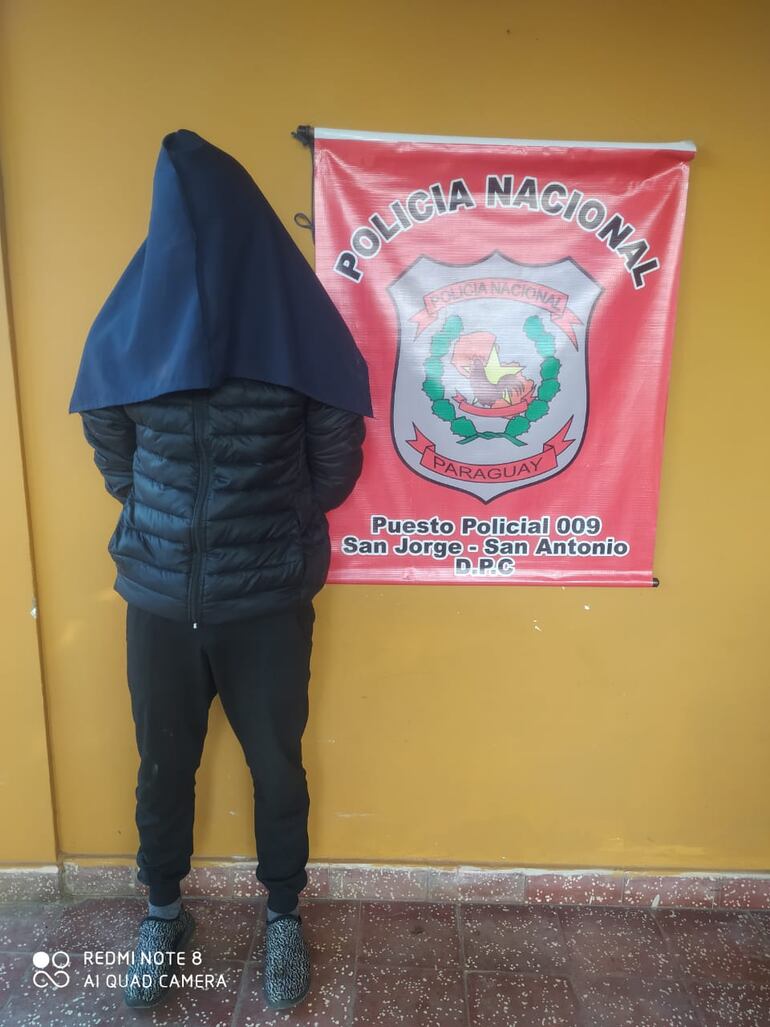 Gilberto Sebastián Casco (21), detenido.