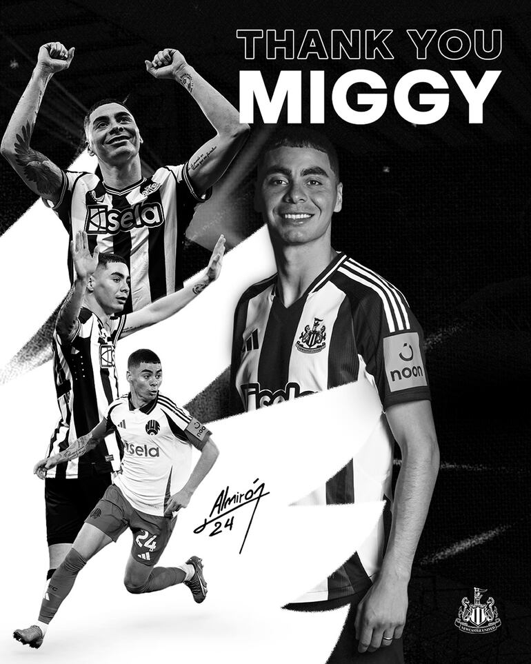 Homenaje del Newcastle a Miguel Almirón.